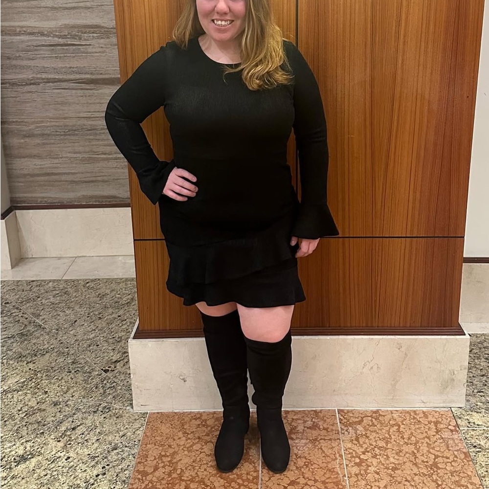 Gilli Black Long Sleeve Layered Dress